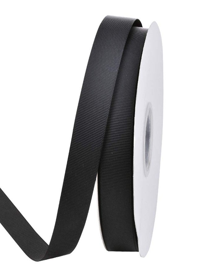 Ribest 1 inch 50 Yards Solid Grosgrain Ribbon per Roll for DIY Hair Accessories Scrapbooking Gift Packaging Party Decoration Wedding Flowers Black - Image 1